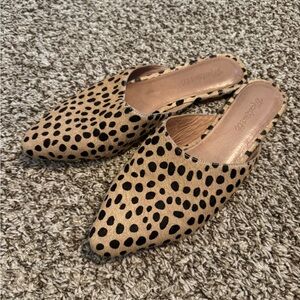 Madewell Tan and Black Animal Print Mules